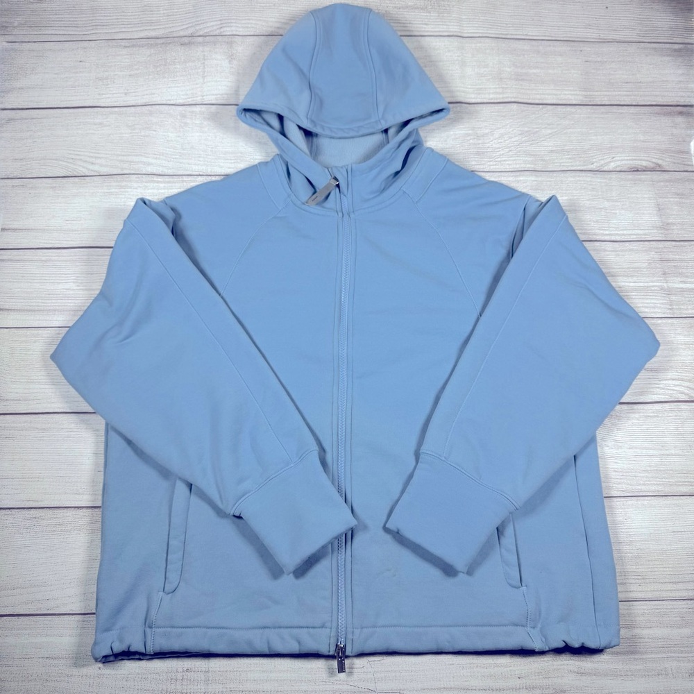 Athleta Altitude Polartec Jacket Womens Size XL Heron Blue Hoodie